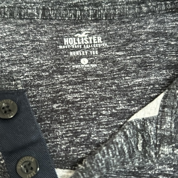 Mens charcoal Hollister 1/4 button up long sleeve shirt - Picture 2 of 2